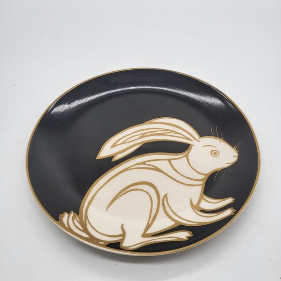 Patch NYC at Target Wooland Creature Rabbit Bunny Plate Black Cream Gold Decor - Picture 1 of 5
